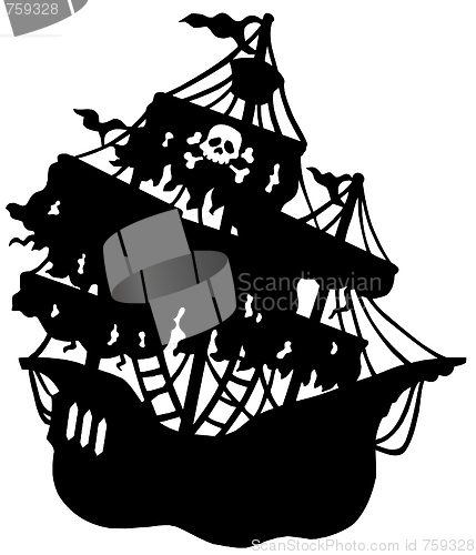 Image of Mysterious pirate ship silhouette