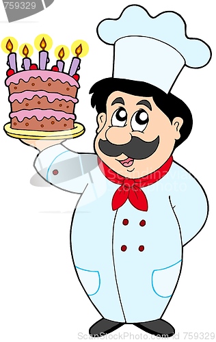 Image of Cartoon chef with cake