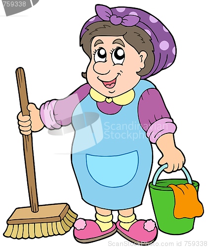 Image of Cartoon cleaning lady