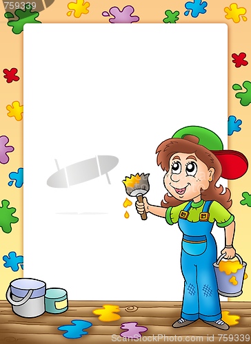 Image of Frame with cute house painter
