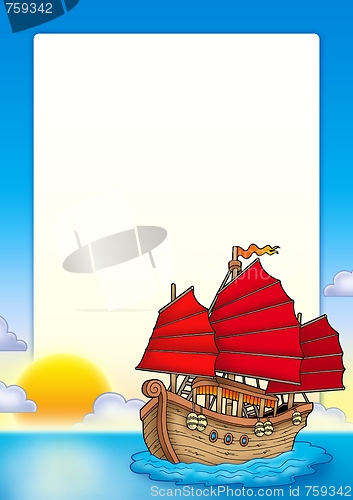 Image of Frame with Chinese ship