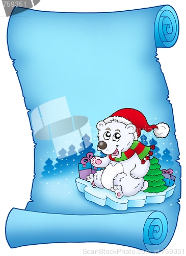 Image of Blue parchment with Christmas bear
