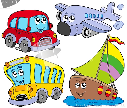 Image of Various cartoon vehicles