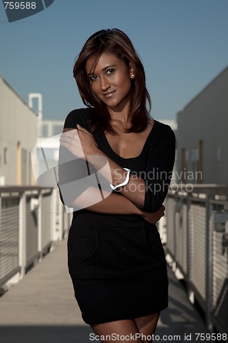 Image of Attractive twenties Indian asian woman standing outdoor