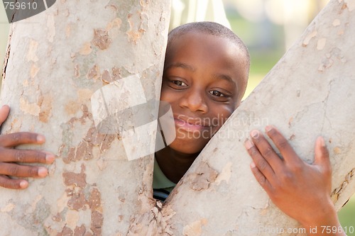 Image of Young African American Boy in the Park