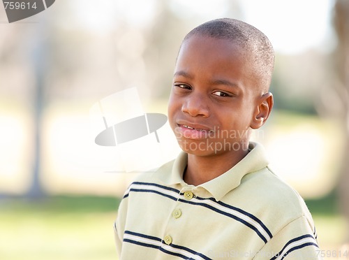 Image of Young Melancholy African American Boy