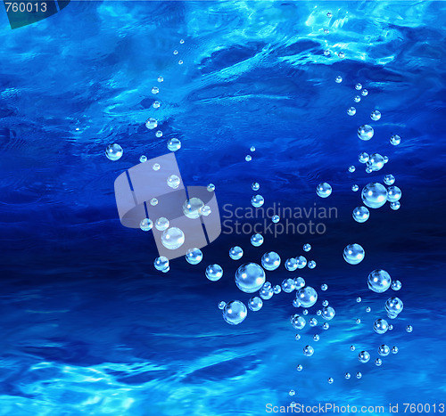 Image of Blue bubbles underwater