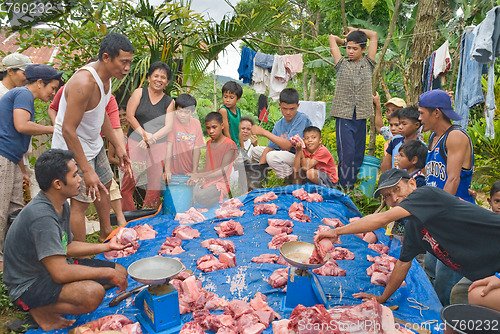 Image of Meat sale in Philippine village