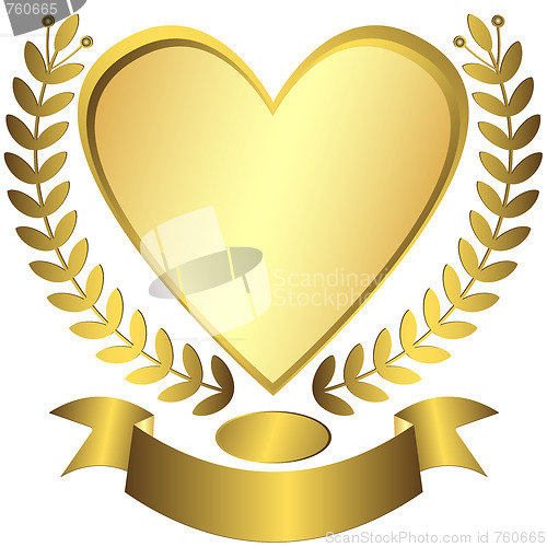 Image of Gold and silver award-heart with ribbon