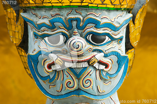 Image of Head of mythical figure at Wat Phra Kaeo in Bangkok