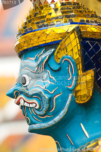 Image of Head of mythical figure at Wat Phra Kaeo in Bangkok