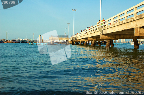 Image of Pier. Seacoast urban landscape.