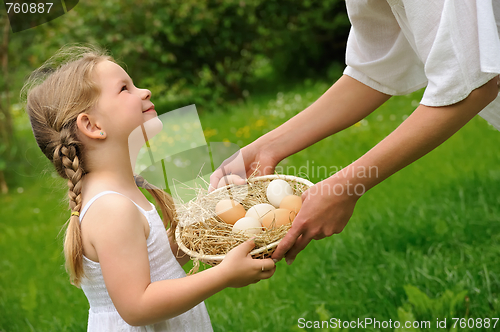 Image of Mother and daughter having Easter time