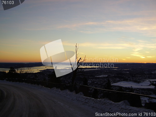 Image of View from Holmenkollenåsen on Oslo in the evening