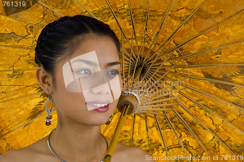 Image of asian girl with umbrella