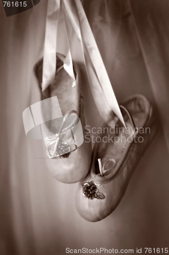 Image of Dance slippers in sepia tone