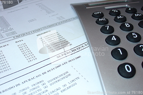 Image of Bank statement with calculator