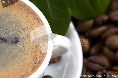Image of fresh coffee with coffee branch