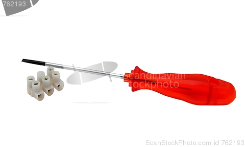 Image of Screwdriver and screw terminal