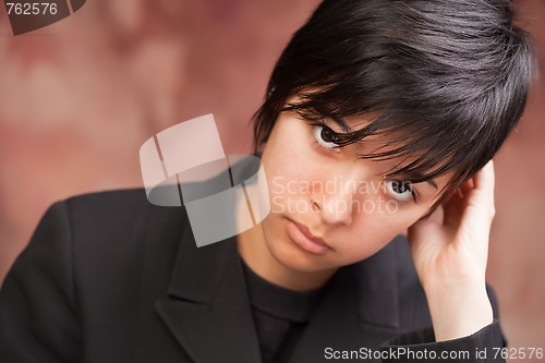 Image of Attractive Ethic Girl Poses for Portrait