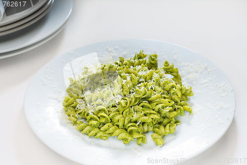 Image of italian fusilli pasta and pesto