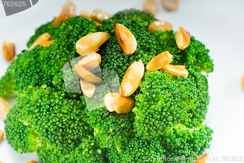 Image of fresh sauteed broccoli and almonds