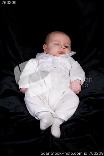 Image of Newborn Baby Boy in Blessing Outfit