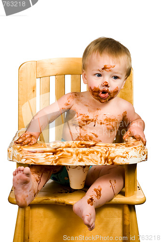 Image of Messy Baby Boy Isolated