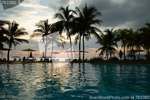 Image of Evening in tropical hotel