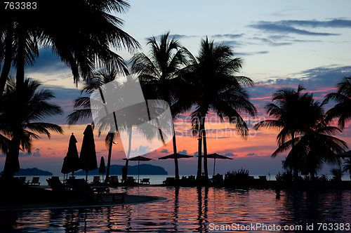 Image of Evening in tropical hotel