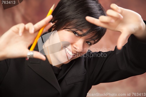 Image of Multiethnic Girl Poses for Portrait