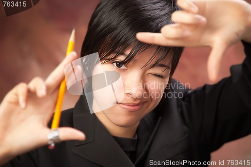 Image of Multiethnic Girl Poses for Portrait