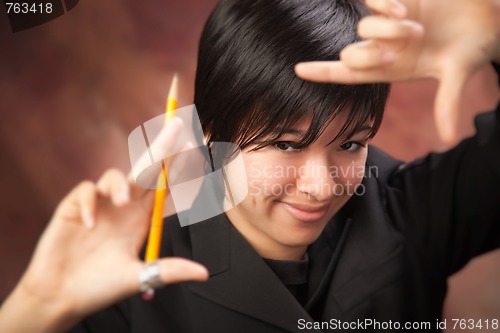 Image of Multiethnic Girl Poses for Portrait