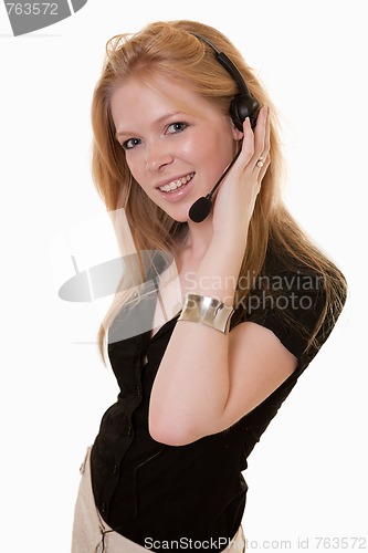 Image of attractive twenties caucasian telecommunications worker