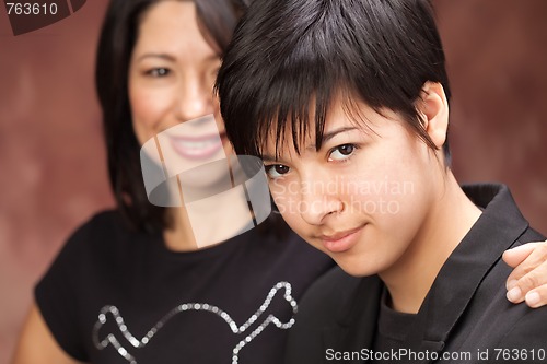 Image of Attractive Multiethnic Mother and Daughter Portrait