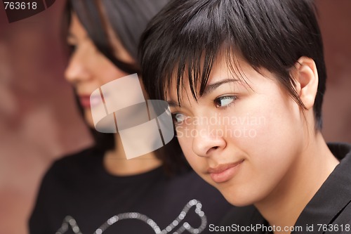 Image of Attractive Multiethnic Mother and Daughter Portrait