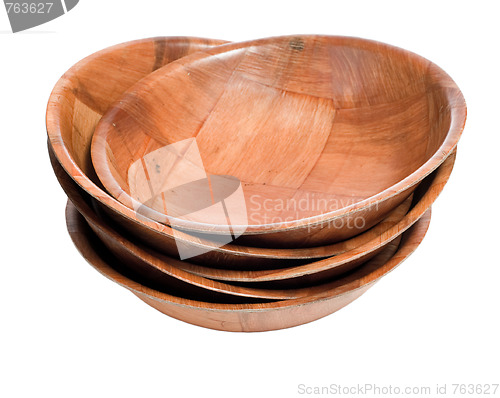 Image of Stack of Wood Bowls