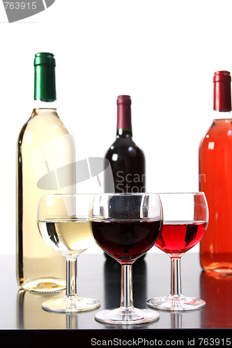 Image of Red, rose and white wine, drink photo