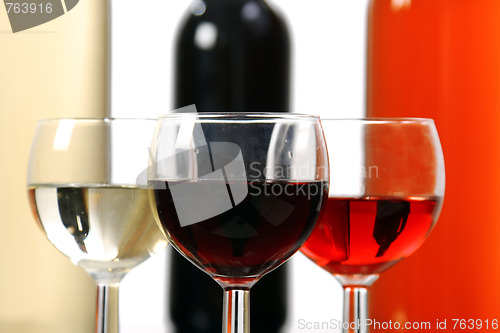 Image of Red, rose and white wine, drink photo