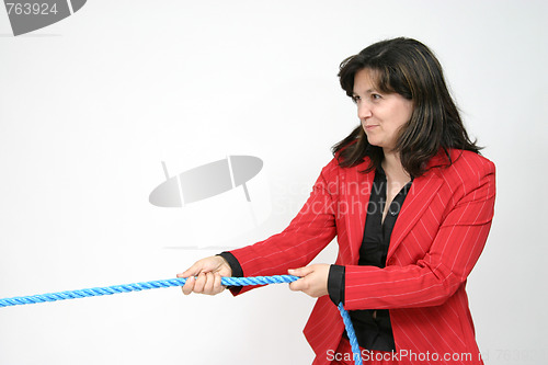 Image of businesswoman boss with rope