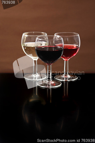 Image of Red, rose and white wine, drink photo