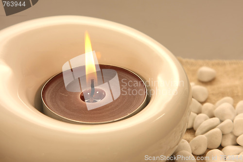 Image of candles and massage stones in a calm zen spa