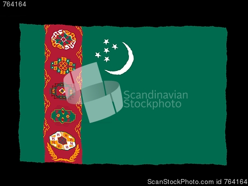 Image of Handdrawn flag of Turkmenistan