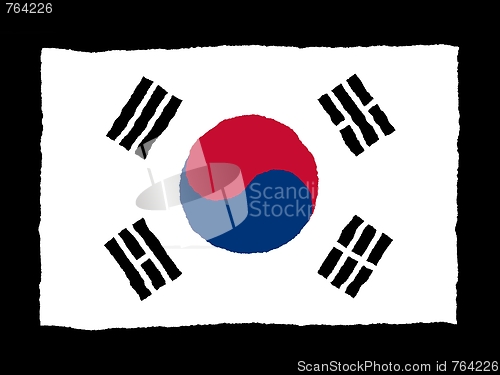 Image of Handdrawn flag of South Korea