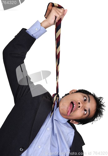 Image of Businessman hanged b necktie