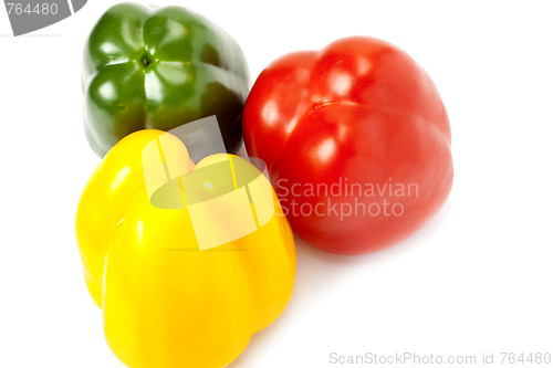 Image of red, yellow and green paprika
