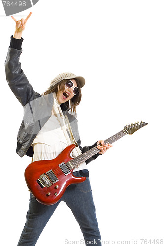 Image of  woman guitarist playing the guitar