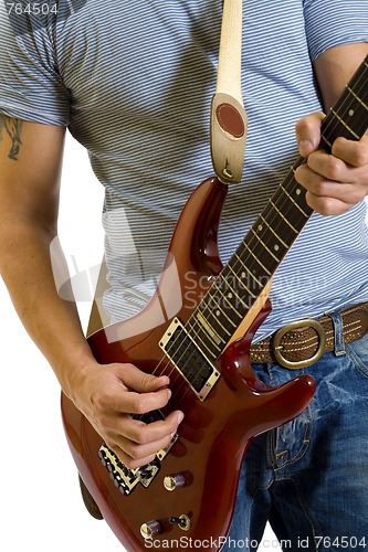 Image of closeup of a guitarist