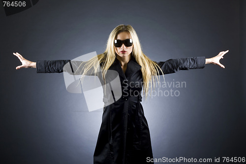 Image of  sexy blond woman with sunglasses