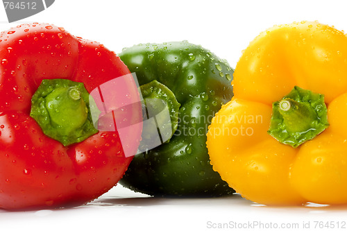 Image of Bell peppers with water droplets